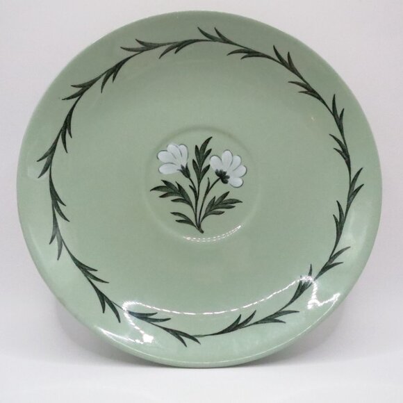 Wedgwood Aster X2 Flat Cream Soup Bouilon Cup & Saucer Celadon Green Bone China - Picture 4 of 9